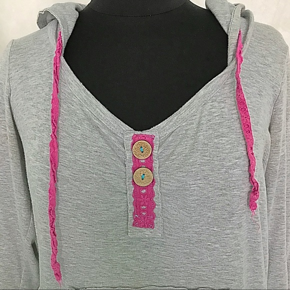 Delias Gray Crop Hoodie Sweatshirt Size XL - Picture 2 of 7
